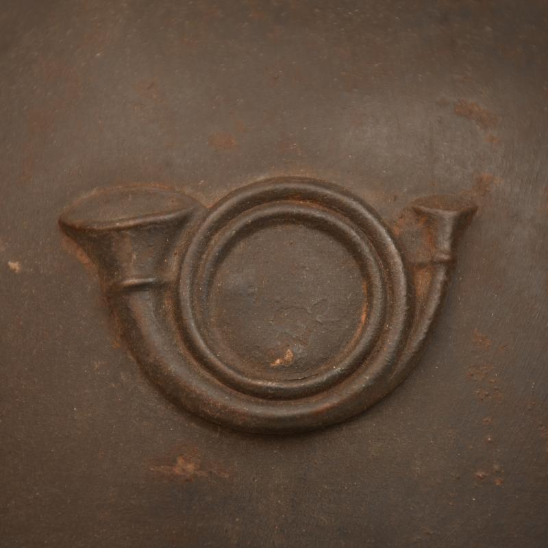 FRENCH WWI ACIER TROMPE CHASSEUR OFFICERS HELMET.