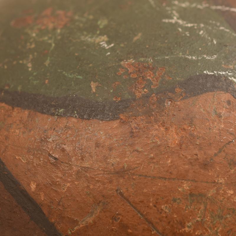 GERMAN WWI M.17 CAMOUFLAGE HELMET, COMPLETE WITH LINER AND THE RARE CHINSTRAP.