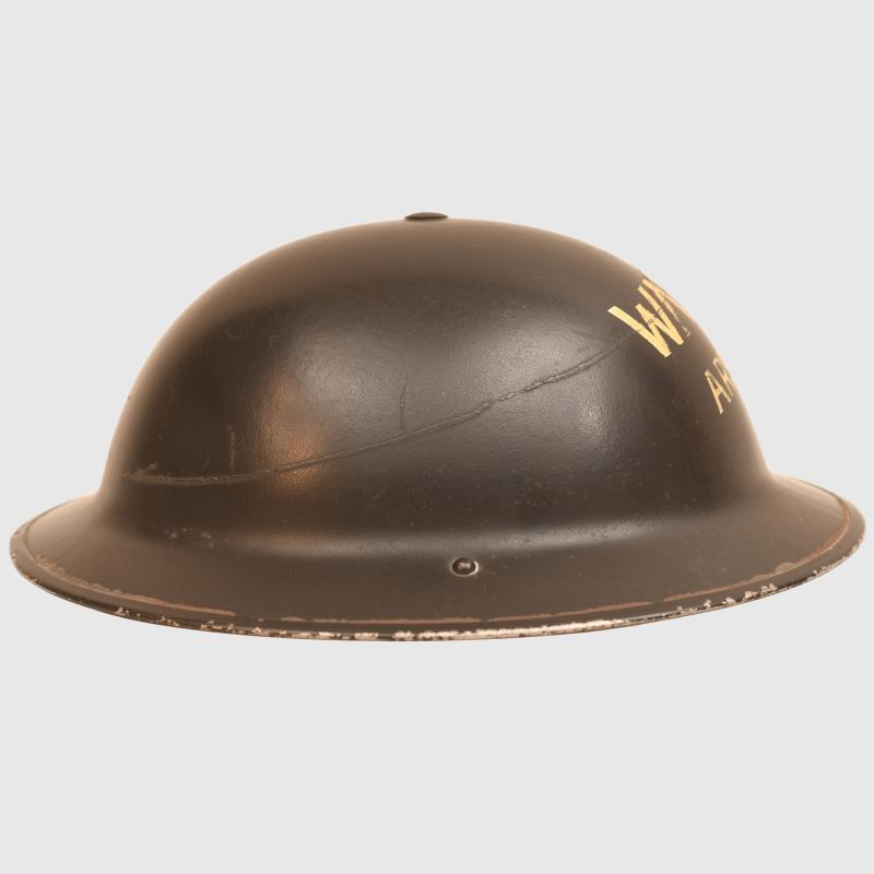 BRITISH WWII ARSENAL FOOTBALL CLUB AIR RAID WARDEN’S HELMET.
