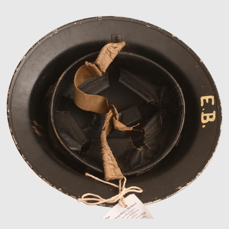 BRITISH WWII ARSENAL FOOTBALL CLUB AIR RAID WARDEN’S HELMET.