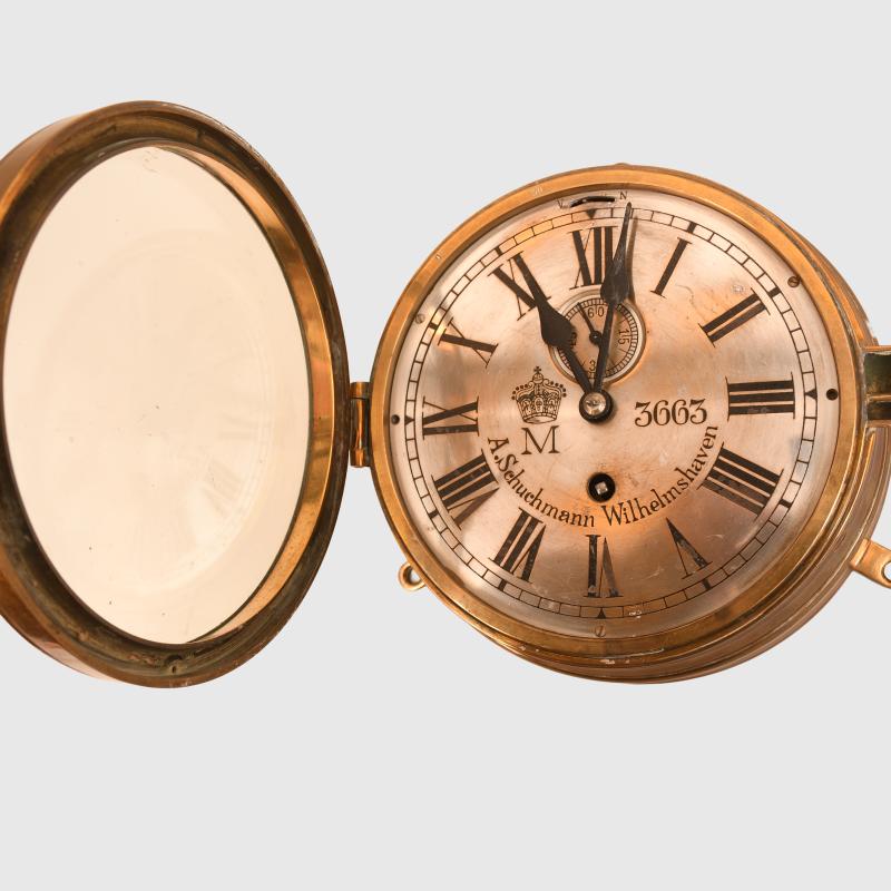 GERMAN WWI IMPERIAL NAVAL SHIPS DECK BULKHEAD CLOCK.