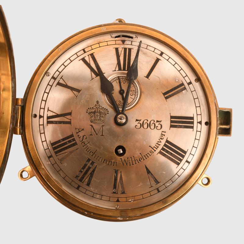 GERMAN WWI IMPERIAL NAVAL SHIPS DECK BULKHEAD CLOCK.