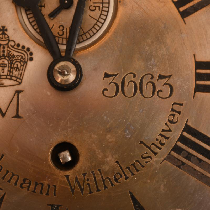 GERMAN WWI IMPERIAL NAVAL SHIPS DECK BULKHEAD CLOCK.