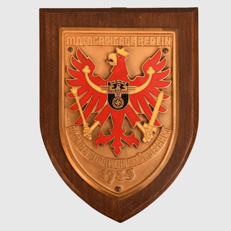 GERMAN WWII MOTOR BRIGADE BERLIN NSKK PLAQUETTE.