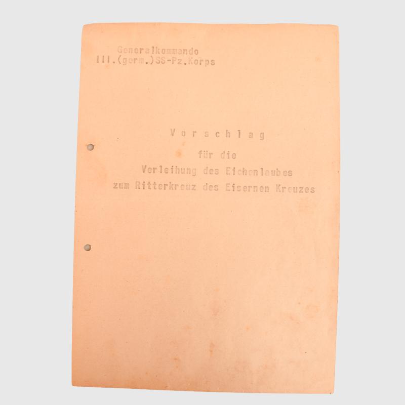 RECOMMENDATION LETTERS FOR THE OAKLEAVES FOR SS BRIGARDEFUHRER FRITZ VON SCHOLZ.