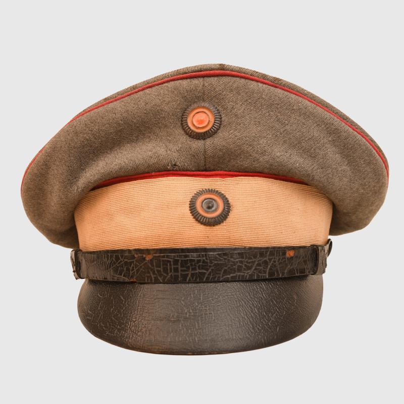 GERMAN WWI ARMY NCO VISOR CAP WITH CAMOUFLAGE CENTRE BAND.