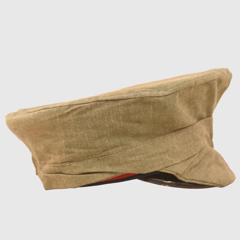 GERMAN WWI HESSIAN OFFICERS VISOR CAP WITH FIELD COVER.
