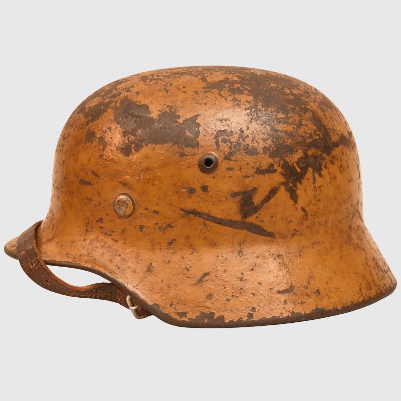 GERMAN WWII M.35 LUFTWAFFE DOUBLE DECAL TROPICAL COMBAT HELMET.