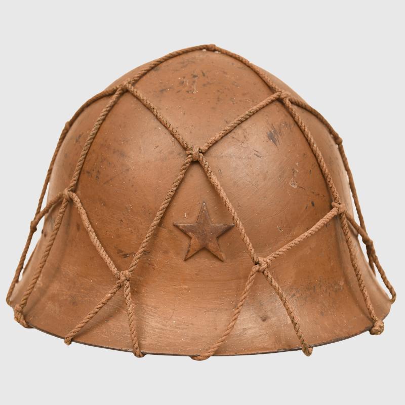 JAPANESE WWII TYPE 90 ARMY COMBAT HELMET WITH STRING NET.